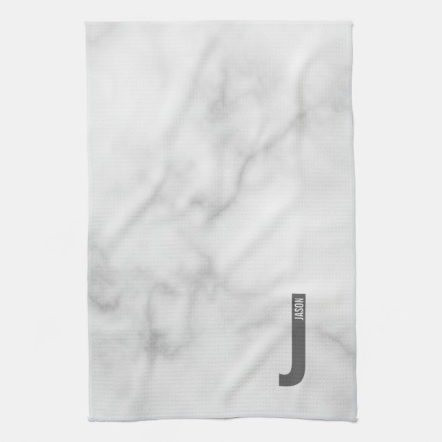 Moderne personalisierte fette Monogramm und Name Geschirrtuch (Vertikal)