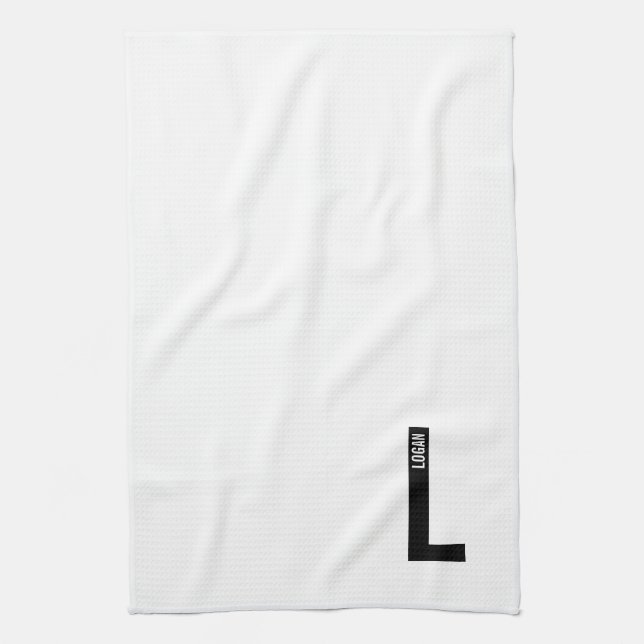 Moderne personalisierte fette Monogramm und Name Geschirrtuch (Vertikal)