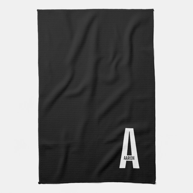 Moderne personalisierte fette Monogramm und Name Geschirrtuch (Vertikal)