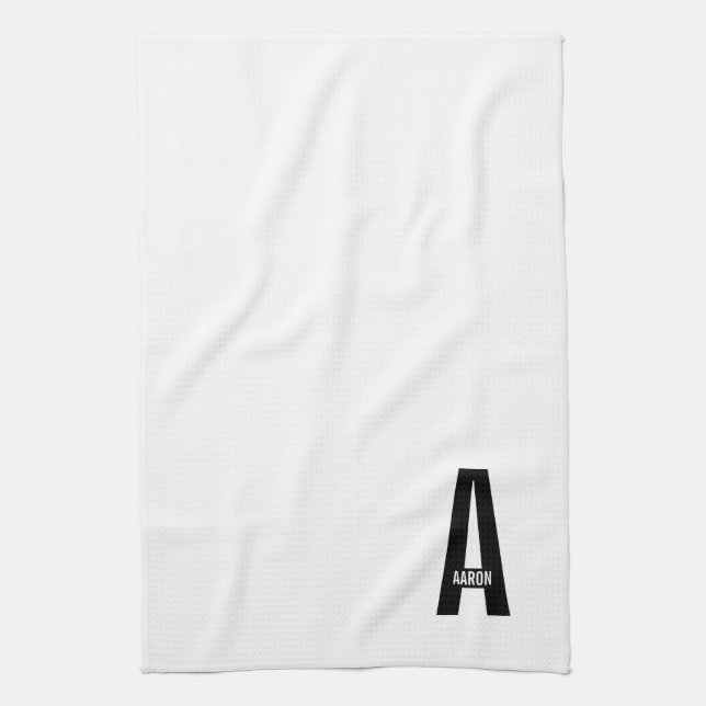 Moderne personalisierte fette Monogramm und Name Geschirrtuch (Vertikal)