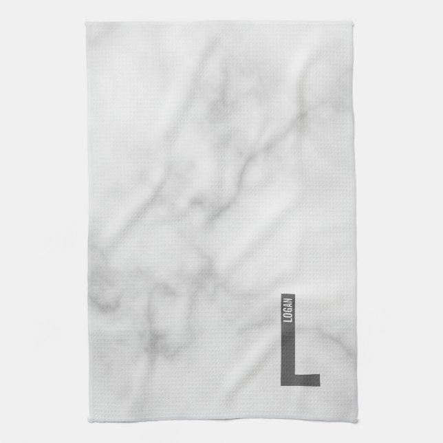 Moderne personalisierte fette Monogramm und Name Geschirrtuch (Vertikal)