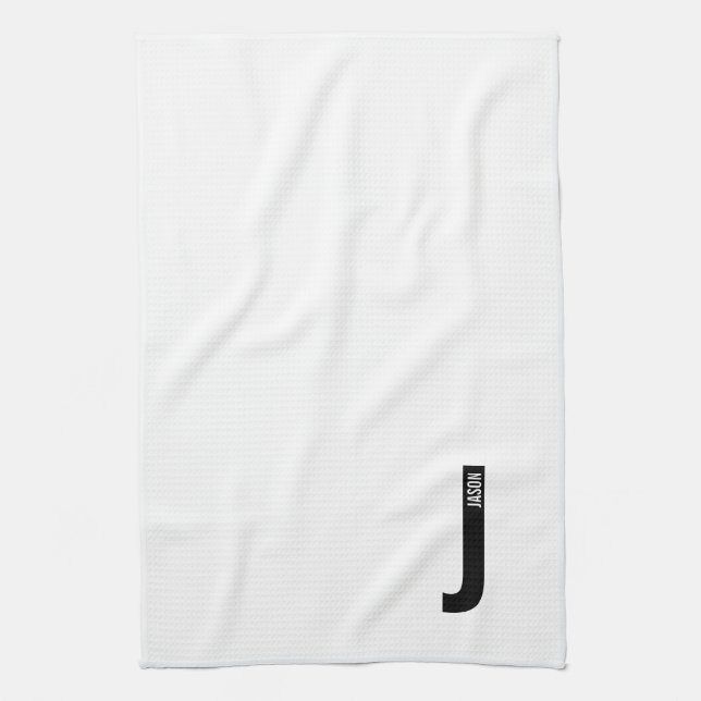 Moderne personalisierte fette Monogramm und Name Geschirrtuch (Vertikal)