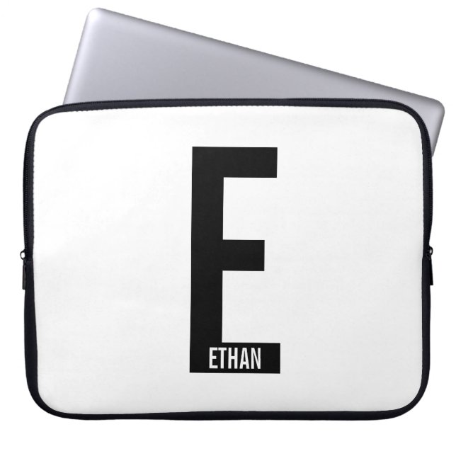 Moderne personalisierte fette Monogramm und Name Laptopschutzhülle (Vorderseite)