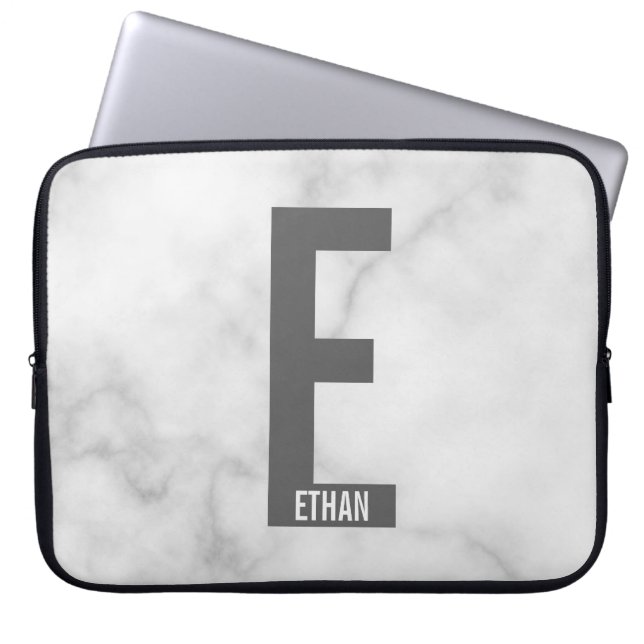 Moderne personalisierte fette Monogramm und Name Laptopschutzhülle (Vorderseite)