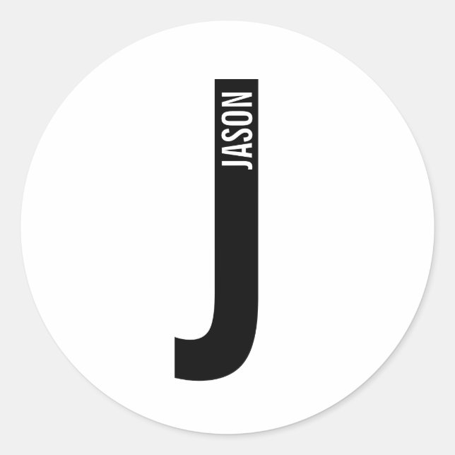 Moderne personalisierte fette Monogramm und Name Runder Aufkleber (Vorderseite)