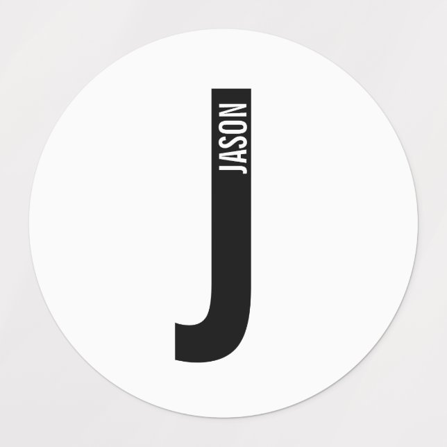 Moderne Personalisierte Fette Monogramm- und Namen Etiketten (Design 1)