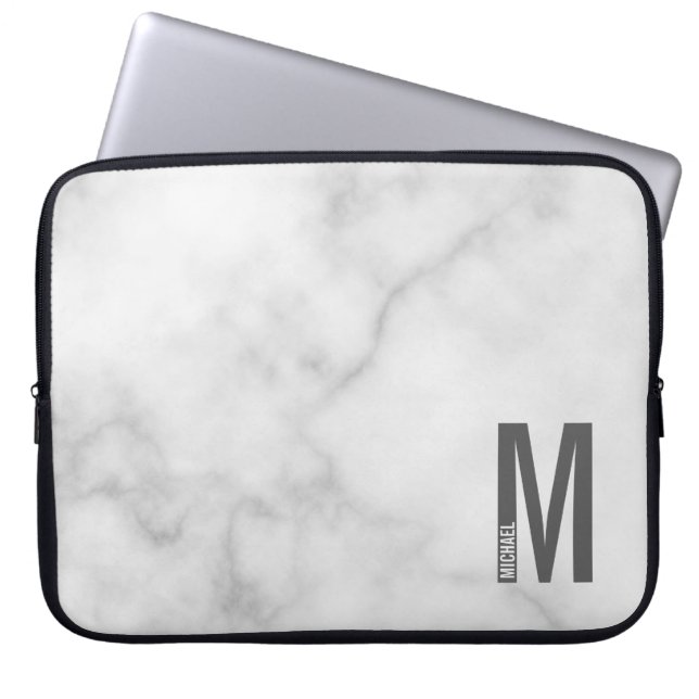 Moderne personalisierte fette Monogramm- und Namen Laptopschutzhülle (Vorderseite)