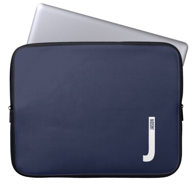 Moderne personalisierte fette Monogramm- und Namen Laptopschutzhülle (Vorderseite)