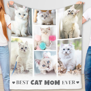 Moderne Personalisierte Foto Collage Cat Mama Fleecedecke