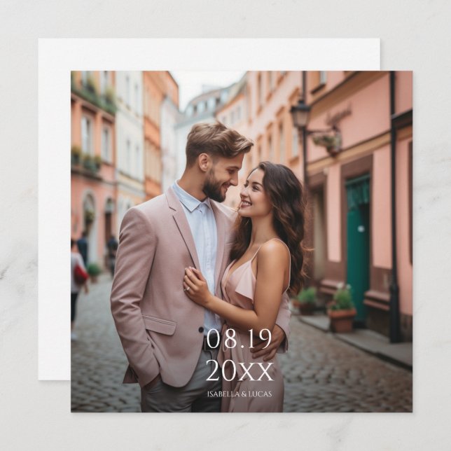 Moderne Personalisierte Foto Hochzeitseinladung Save The Date (Vorne/Hinten)