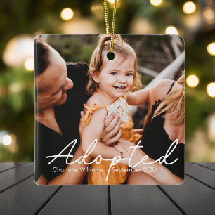 Moderne personalisierte Foto-Kindadoption Keramikornament