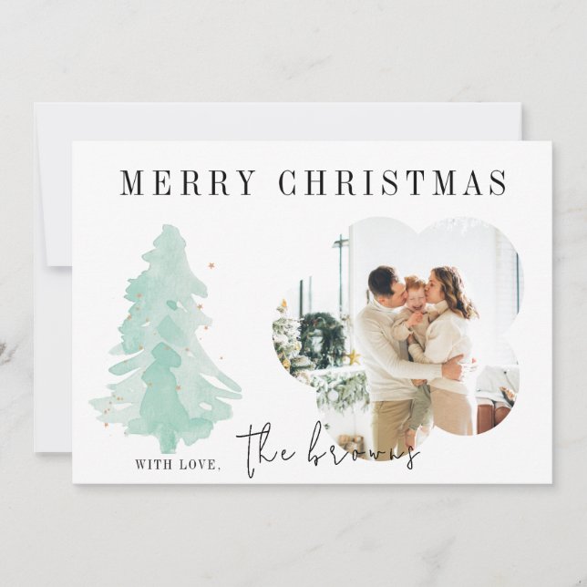 Moderne Personalisierte Foto Weihnachtskarte Feiertagskarte (Vorderseite)