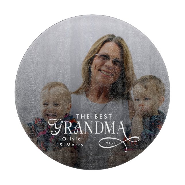 Moderne personalisierte Fotodecke 'Beste Oma ever' Schneidebrett (Vorderseite)