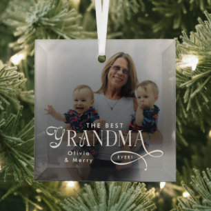 Moderne personalisierte Fotografie: Beste Oma über Ornament Aus Glas