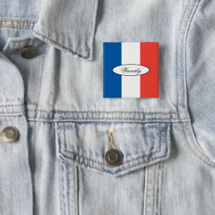 Moderne personalisierte französische Flagge mit ei Button