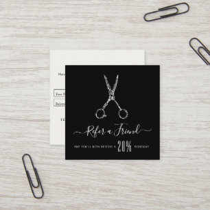 moderne personalisierte Friseurüberweisungskarte Quadratische Visitenkarte