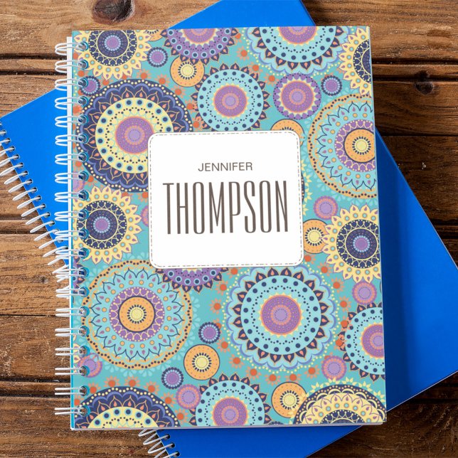 Moderne Personalisierte Geometrie Planer (Modern teal blue geometric personalized notebook.)