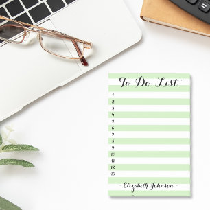 Moderne, Personalisierte, grün gestrichelte Liste Post-it Klebezettel