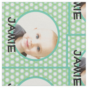 Moderne Personalisierte grüne Geometrie - Ihr Foto Stoff