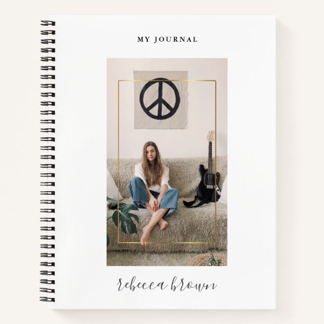 Moderne, Personalisierte, handgeschriebene Goldrah Notizbuch (Vorderseite)