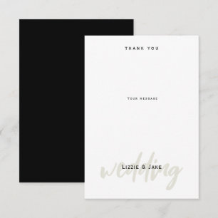 Moderne Personalisierte Hochzeit in Schwarz und We Dankeskarte