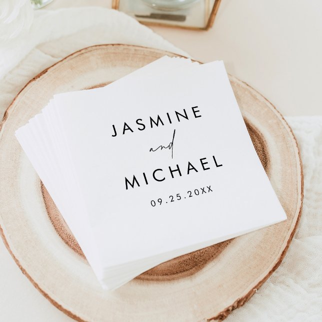 Moderne Personalisierte Hochzeit mit schwarzer Sch Serviette (Von Creator hochgeladen)