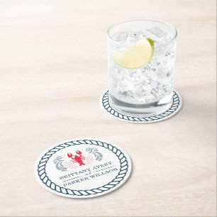 Moderne Personalisierte Hochzeit Runder Pappuntersetzer