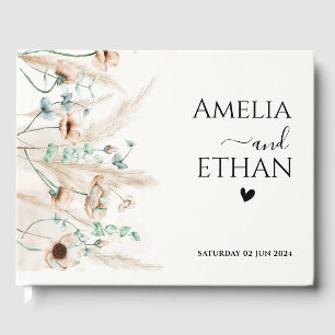 Moderne Personalisierte Hochzeiten Boho Pampas Gra Gästebuch