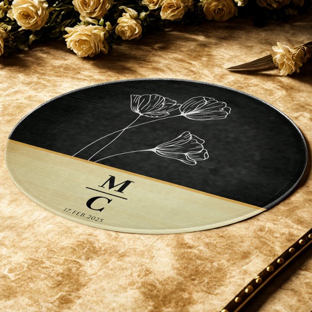 Moderne Personalisierte Hochzeitsgesellschaft Verl Schneidebrett (Modern personalized wedding couple name and date cutting board)
