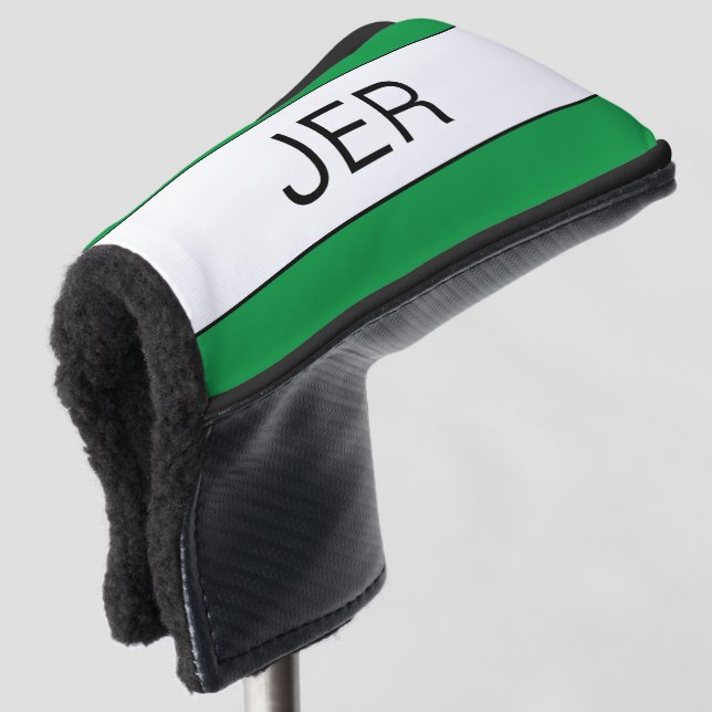 Moderne Personalisierte Initialen Monogram Green B Golf Headcover (3/4 Vorderseite)