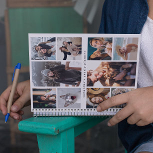 Moderne personalisierte Jahres-10-Foto-Collage Planer