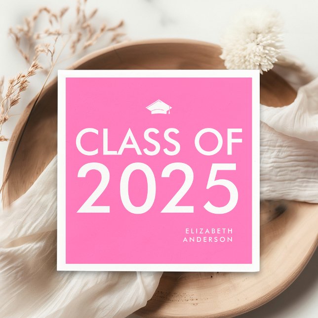 Moderne Personalisierte, kaltrosa Graduierungspart Serviette (Von Creator hochgeladen)
