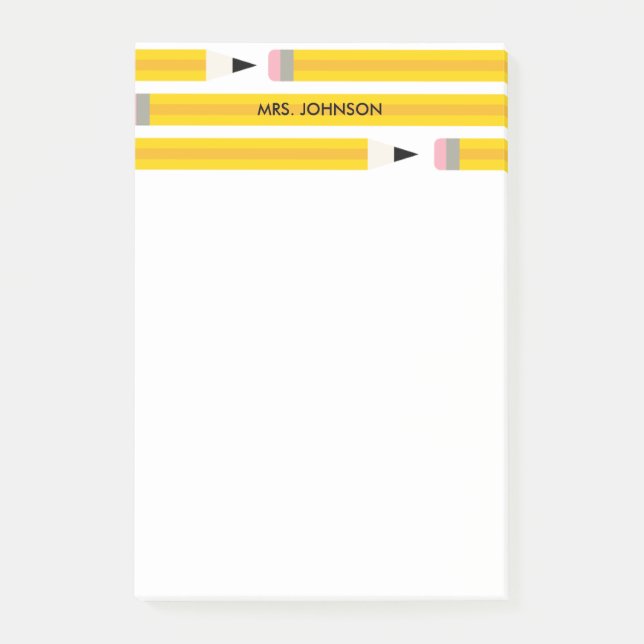 Moderne personalisierte Lehrerbilder mit Bleistift Post-it Klebezettel (Vorderseite)