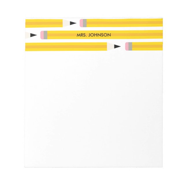 Moderne personalisierte Lehrerbleistifte Notizblock (Vorderseite)