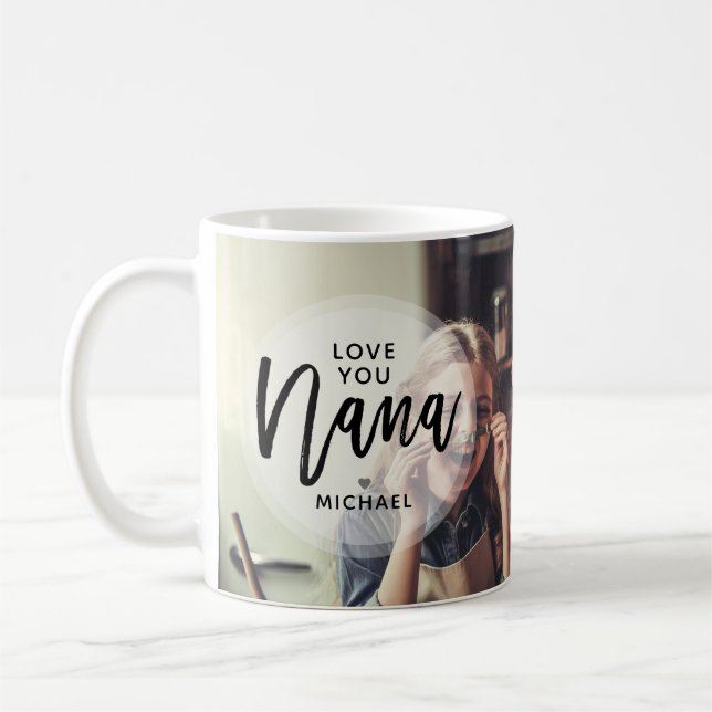 Moderne Personalisierte Liebe You Nana Foto Kaffee Kaffeetasse (Links)