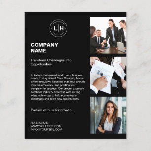 Moderne Personalisierte Logo Foto Schwarze Geschäf Flyer