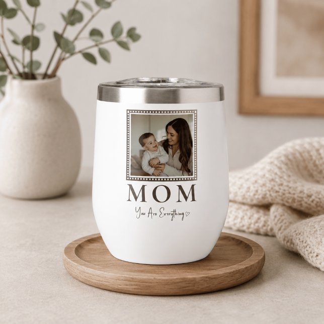 Moderne personalisierte Mama-Foto-Weintasse (Von Creator hochgeladen)