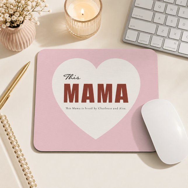 Moderne Personalisierte Mama Herz-Mauspad Mousepad (Von Creator hochgeladen)