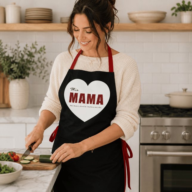 Moderne personalisierte Mama-Herz-Schürze Schürze (Von Creator hochgeladen)