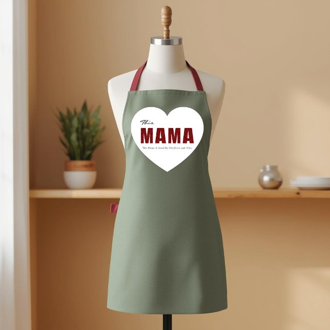Moderne personalisierte Mama-Herz-Schürze Schürze (Von Creator hochgeladen)