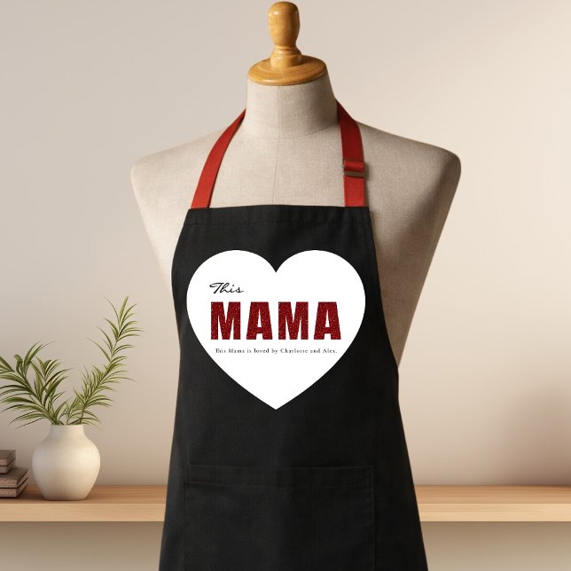 Moderne personalisierte Mama-Herz-Schürze Schürze (Von Creator hochgeladen)