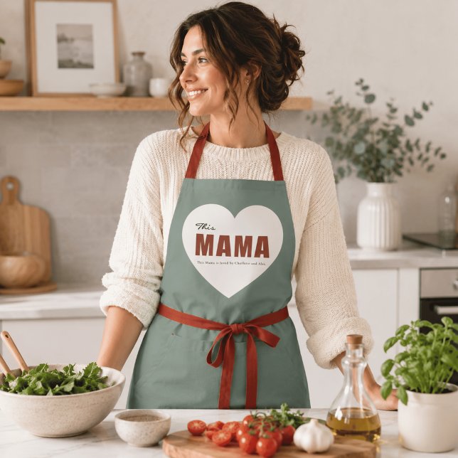 Moderne personalisierte Mama-Herz-Schürze Schürze (Von Creator hochgeladen)