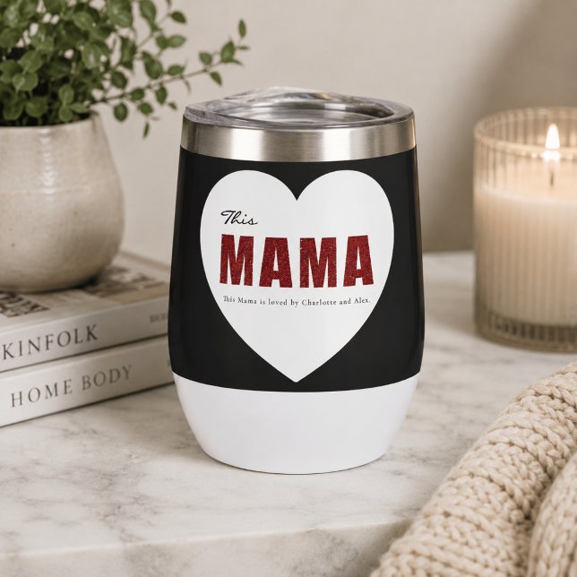 Moderne personalisierte Mama-Herz-Wasserflasche (Von Creator hochgeladen)