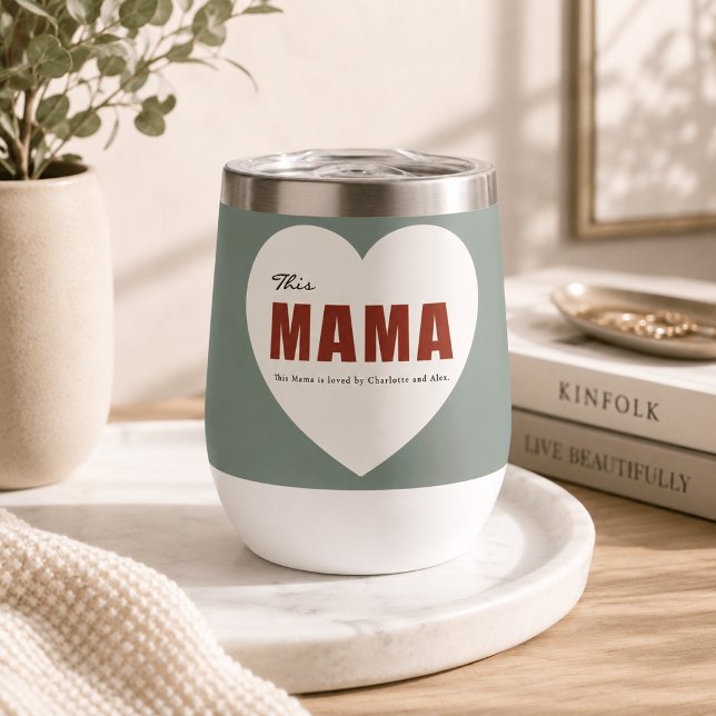 Moderne Personalisierte Mama Herz Wasserflasche (Von Creator hochgeladen)