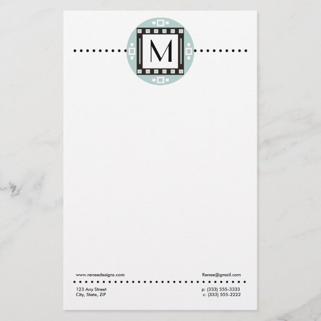 Moderne Personalisierte Mit Monogramm Stationierun Briefpapier (Vorderseite)