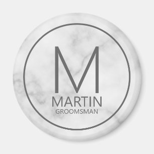 Moderne Personalisierte Monogram&Name-Trauzeugen m Magnet