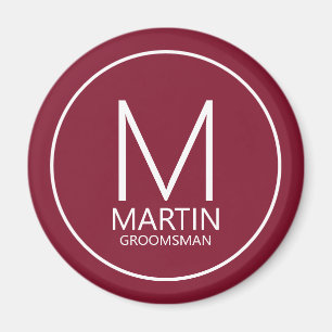 Moderne Personalisierte Monogram&Name-Trauzeugen Magnet