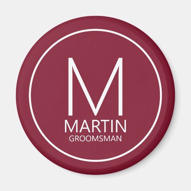 Moderne Personalisierte Monogram&Name-Trauzeugen Magnet (Vorne)
