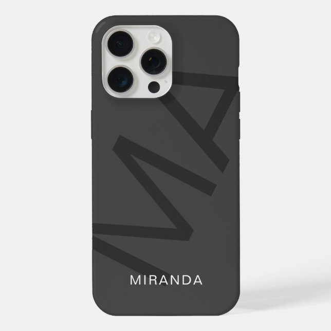 Moderne Personalisierte Monogramm Grau iPhone Hülle (Rückseite)