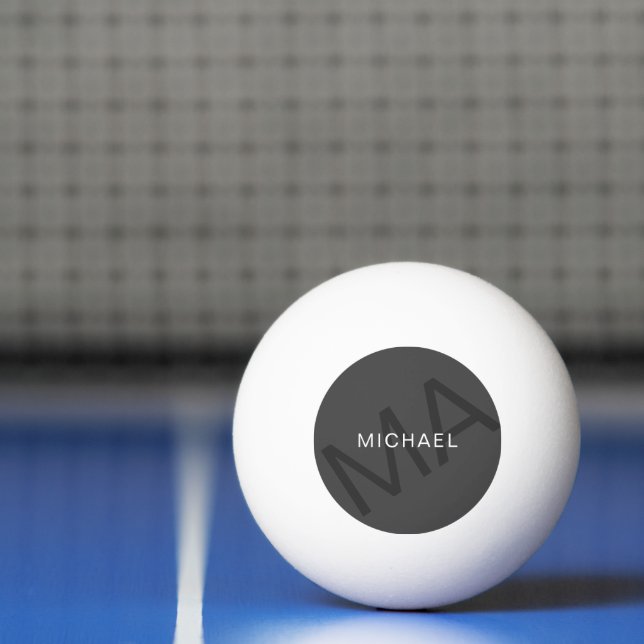 Moderne Personalisierte Monogramm Grau Tischtennisball (Netto)